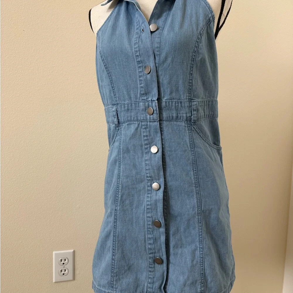 Free People Women's Sami Denim Mini Dress Bali Blue size S - Picture 4 of 9
